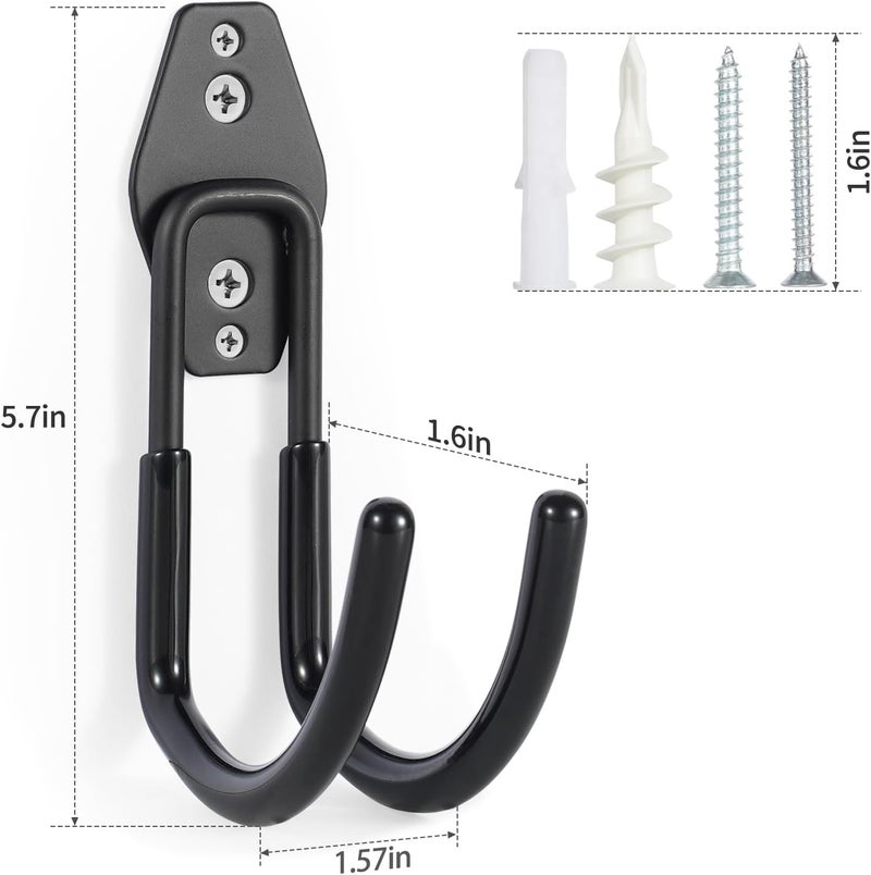 Pruite Hose Hanger Wall Mount 2 Pack,Heavy Duty Hose Holder with Screws Metal Hose Hangers for Outside,Hose Rack Suitable for Garage,Garden and Yard,Black - Image 2